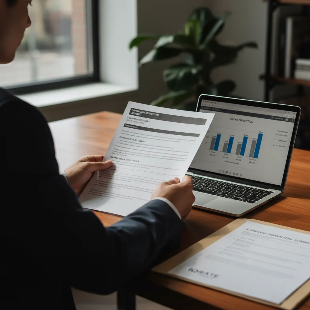 Stack of documents including financial statements and a calculator, symbolizing a strong mortgage application.