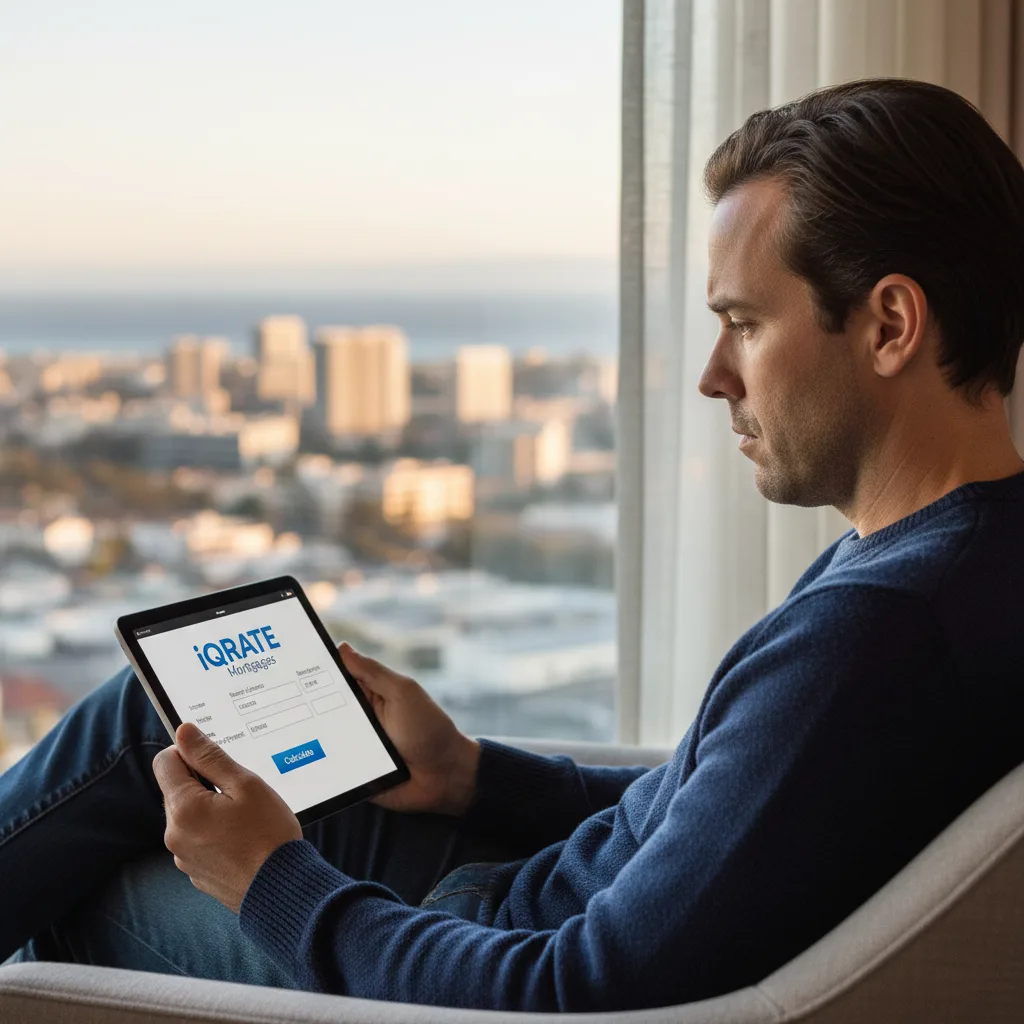 A couple reviewing their mortgage application and credit scores.