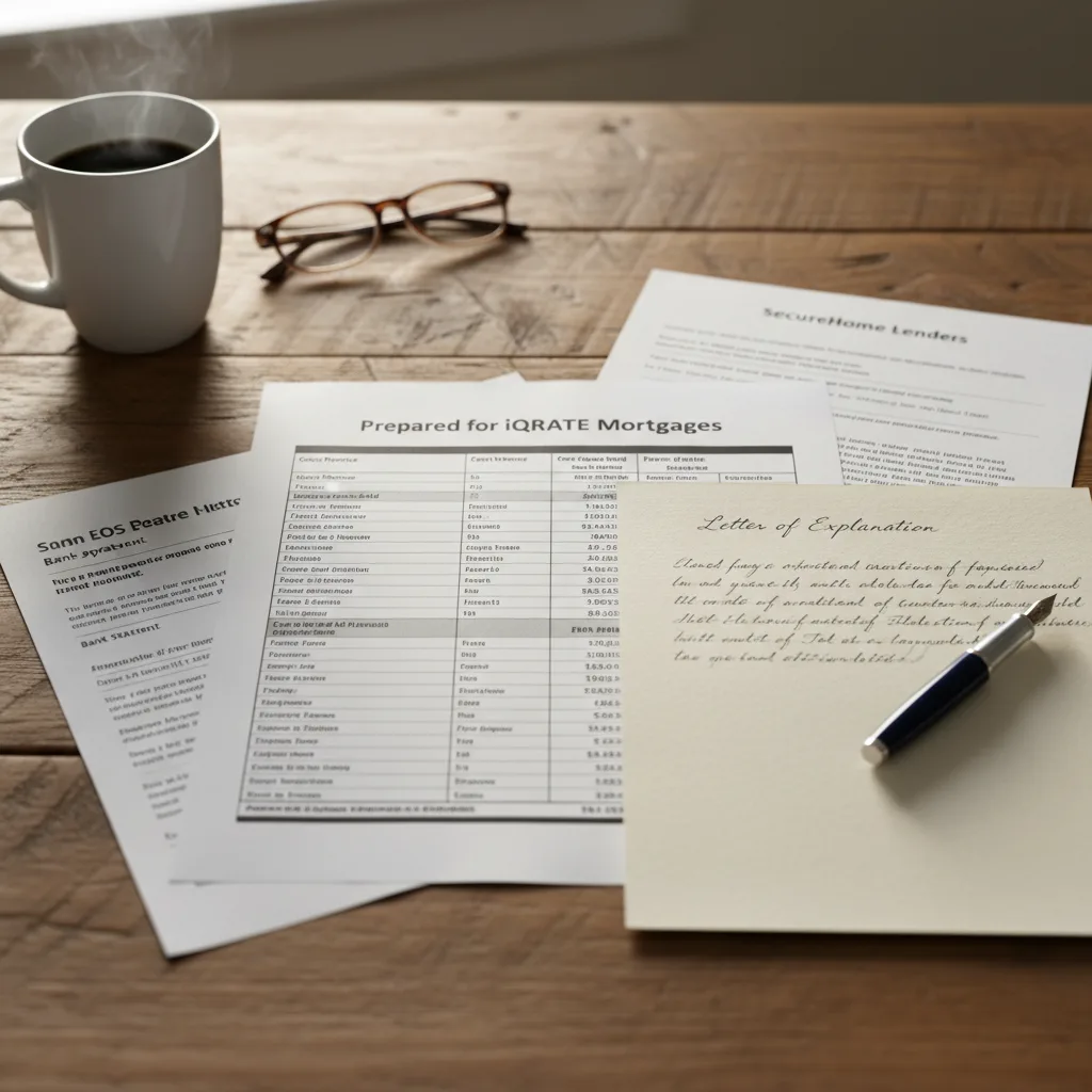 A self-employed individual analyzing tax returns and financial statements for a loan.