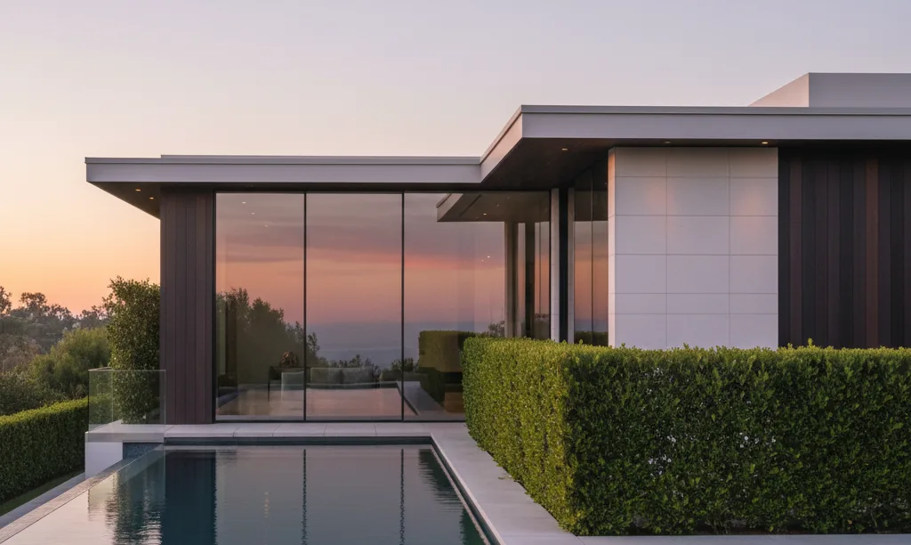 Exclusive Beverly Hills luxury home at sunset.