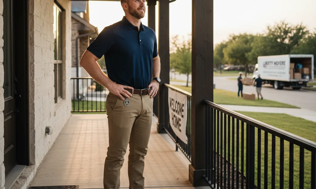 Veteran on Texas home porch feeling secure