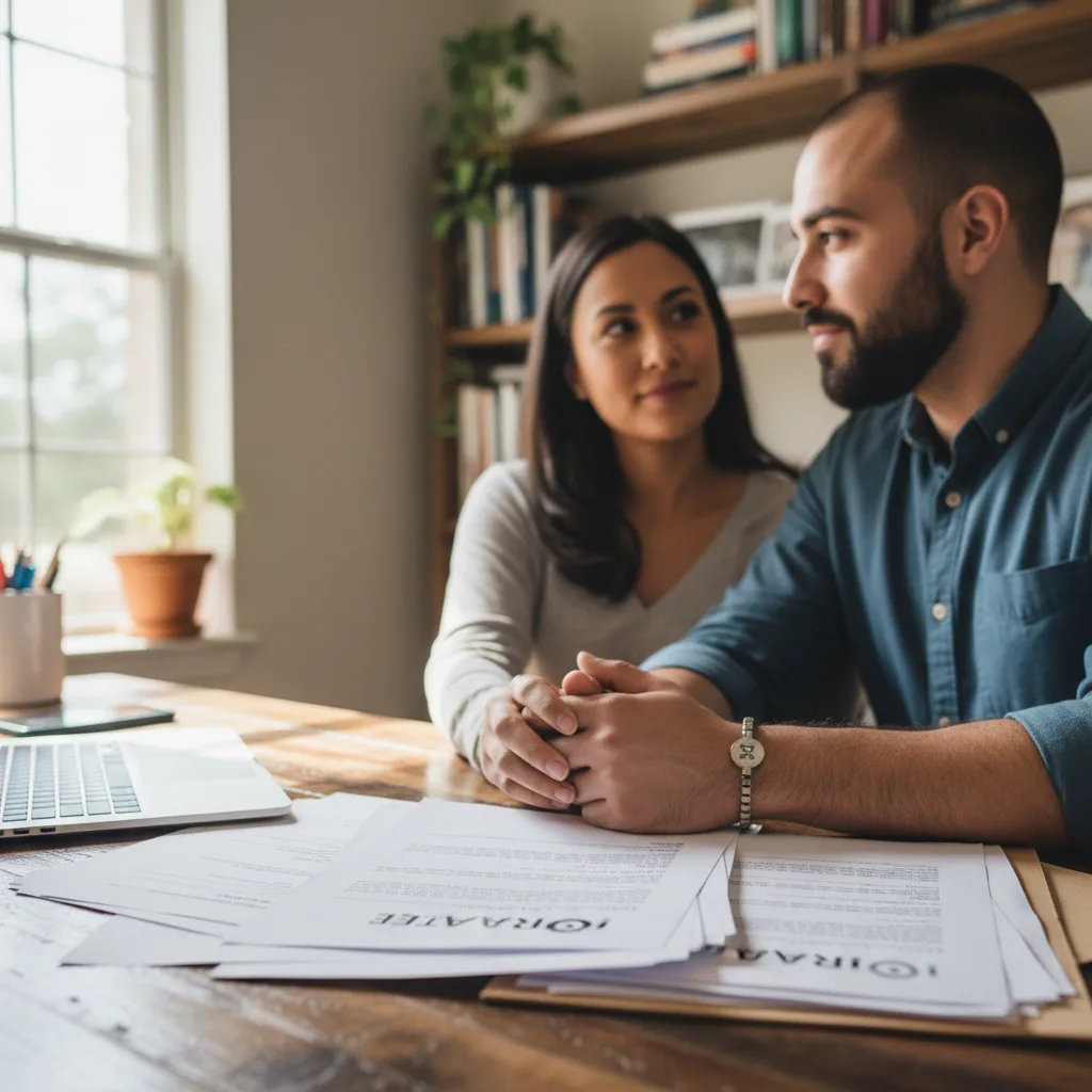 Homebuyer using a calculator to determine their mortgage entitlement.