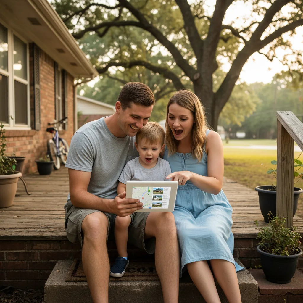A couple reviewing their home sale documents.