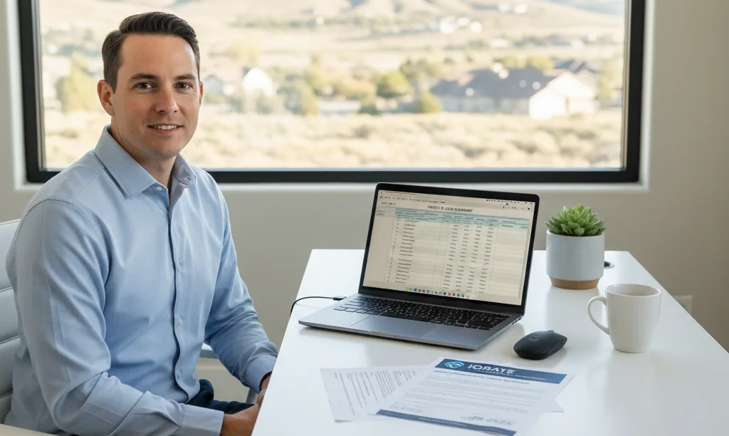 Self-employed person in Nevada preparing mortgage documents.