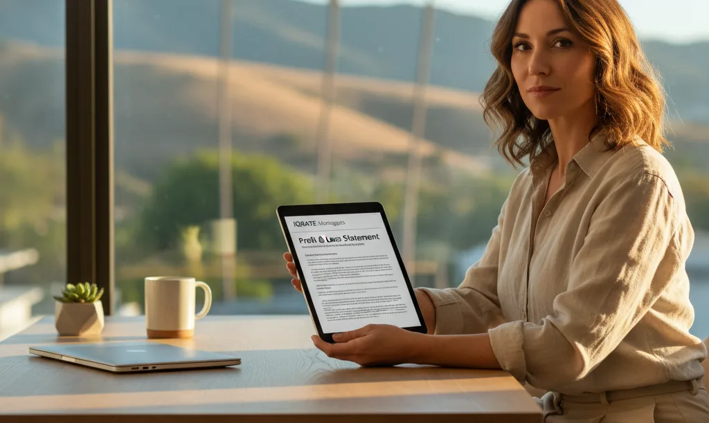 Self-employed person reviewing iQRATE Mortgages P&L statement.