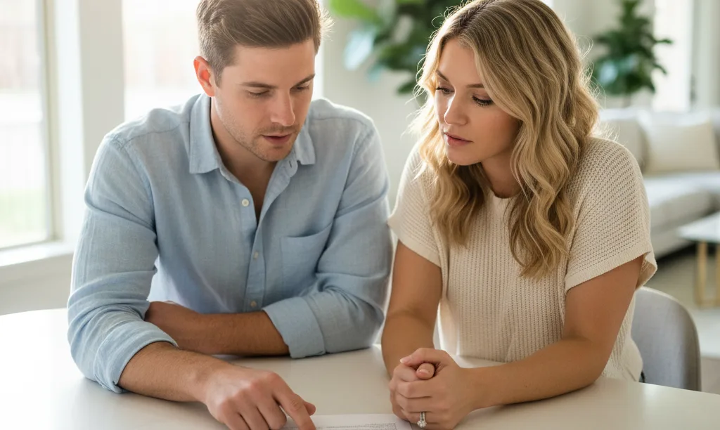 Texas couple reviewing home loan cost comparison guide.