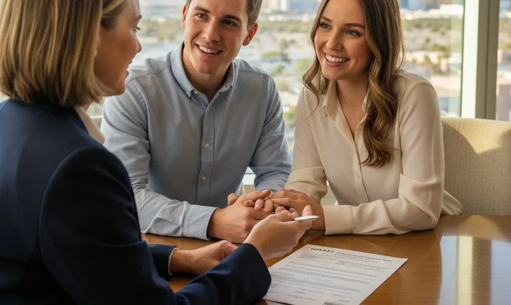 Couple getting mortgage advice from iQRATE Mortgages.