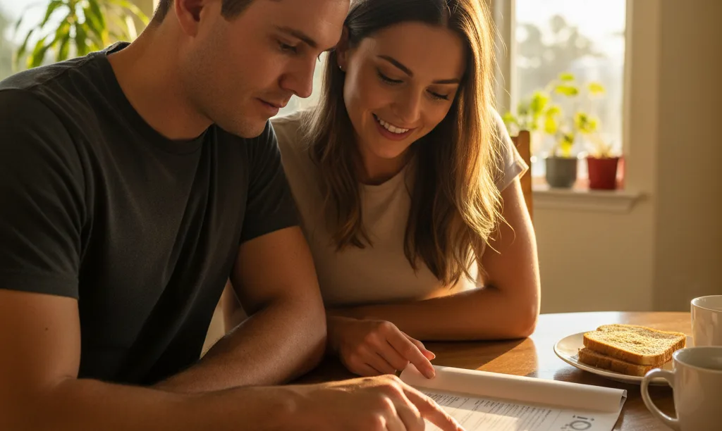 Couple reviewing iQRATE Mortgages VA loan details.