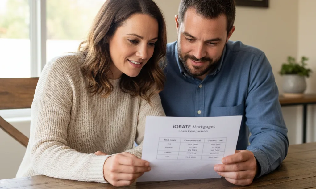 Couple hopefully reviewing iQRATE Mortgages loan options.