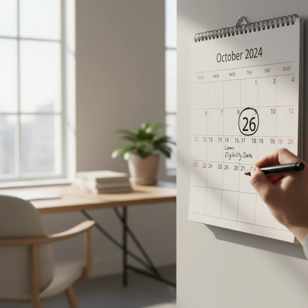 Calendar showing a waiting period for a home loan.