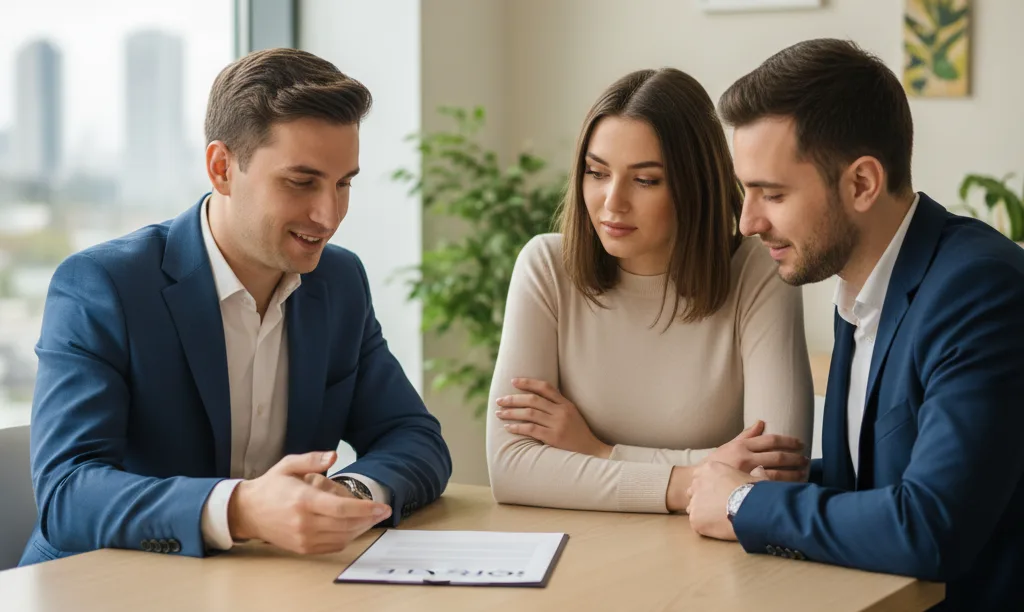 Advisor David Ghazaryan guiding a hopeful couple with iQRATE Mortgages.