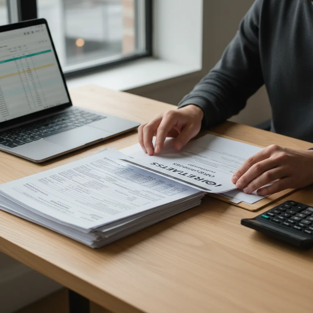 Business owner reviewing financial reports on a tablet to demonstrate income stability.