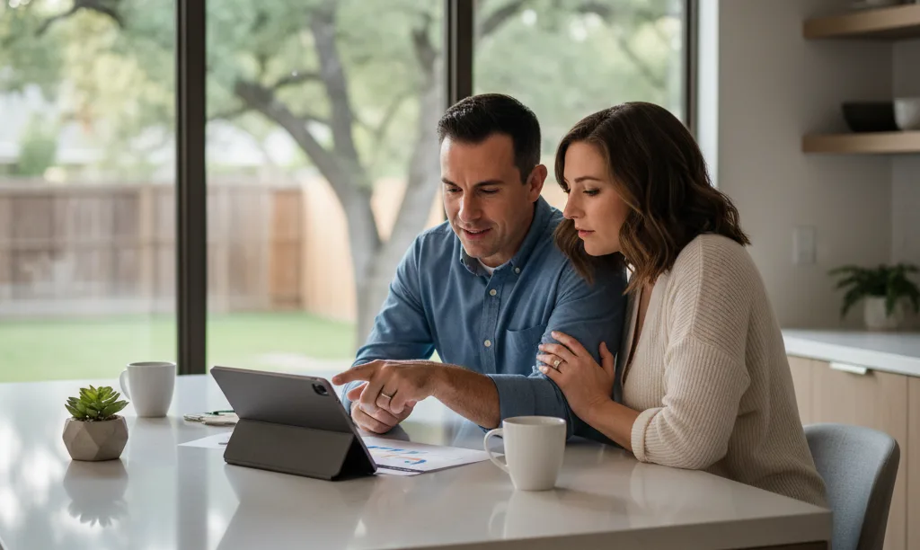 A couple seriously discussing their mortgage paperwork.