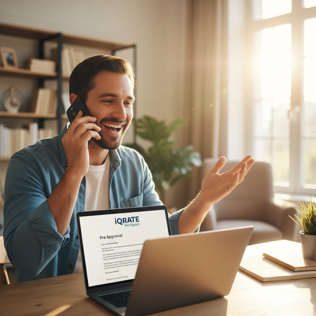 Homebuyer reviewing mortgage documents and credit report.