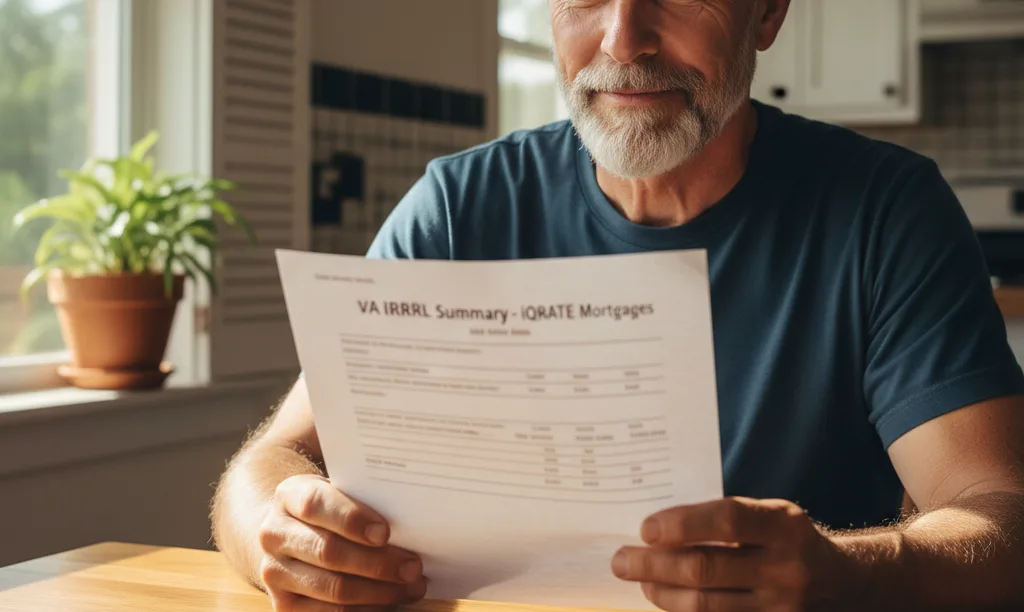Florida veteran reviewing iQRATE Mortgages VA IRRRL document.