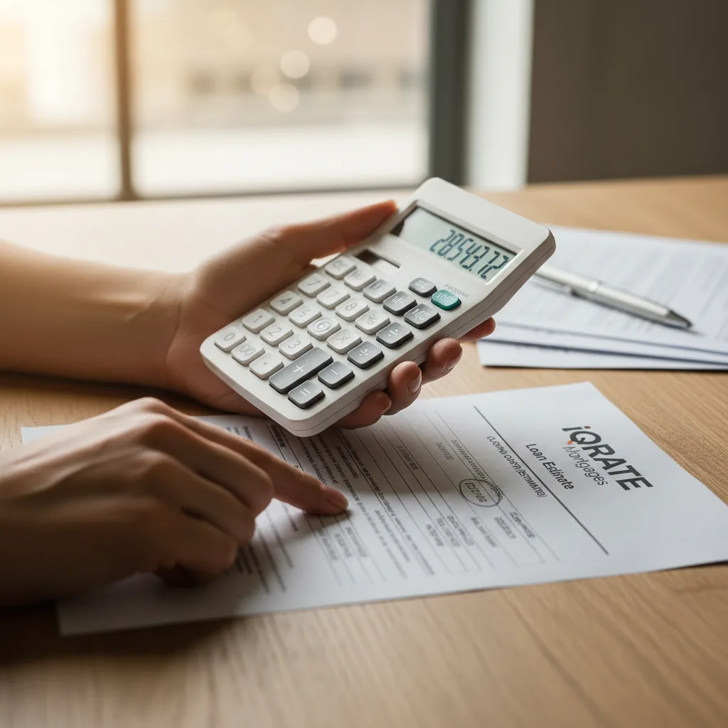 Homebuyer reviewing credit score on a laptop to decide between an FHA and conventional loan.