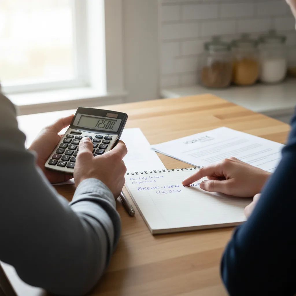 Couple reviewing their credit scores for a mortgage refinance.