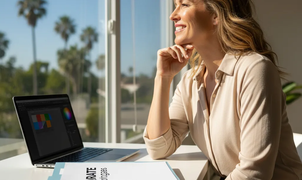 Self-employed professional feeling confident about mortgage approval.