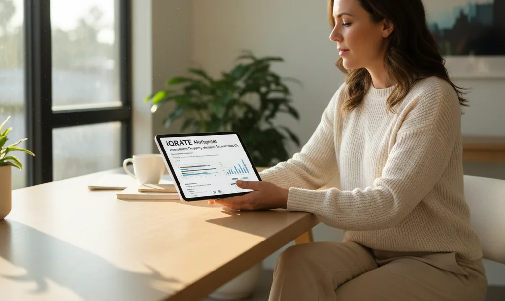 Investor reviewing iQRATE Mortgages document for Sacramento property.