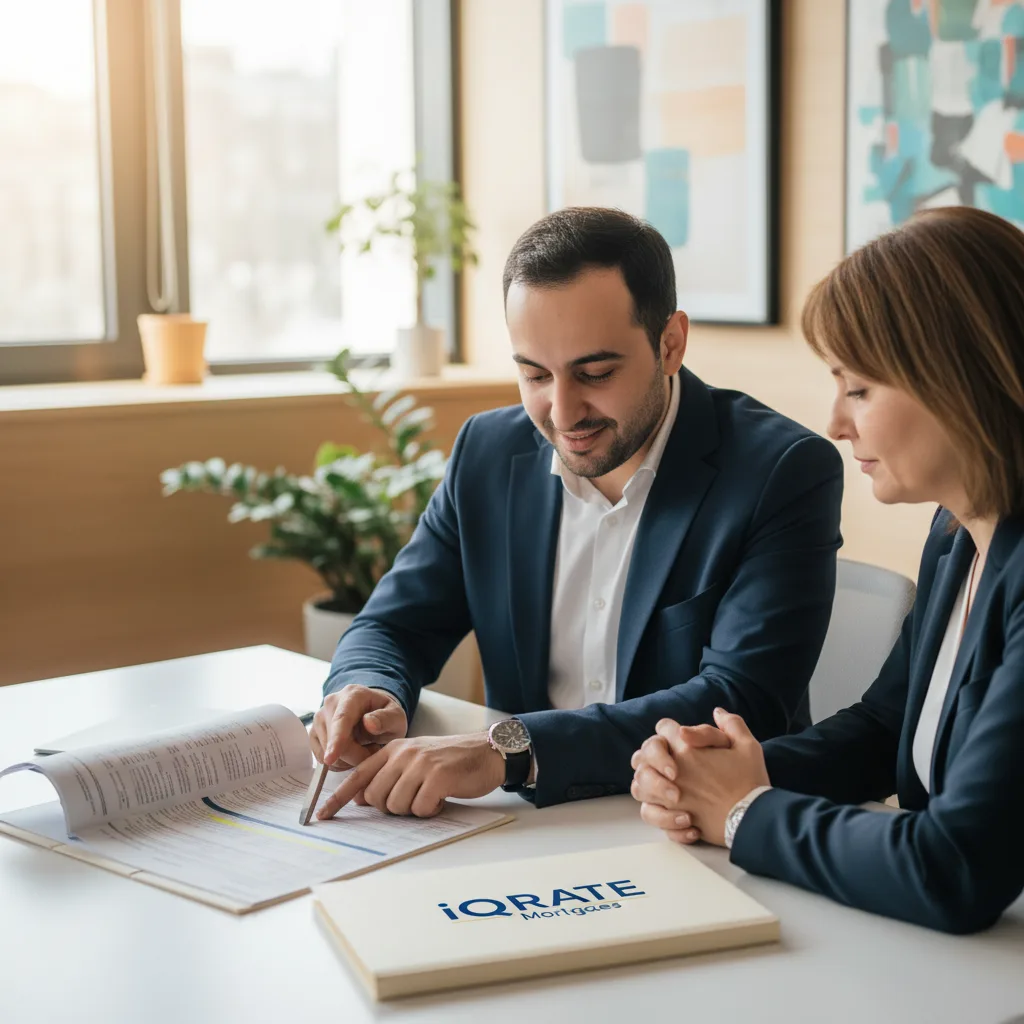 Financial documents being reviewed with a magnifying glass to scrutinize details for a mortgage application.