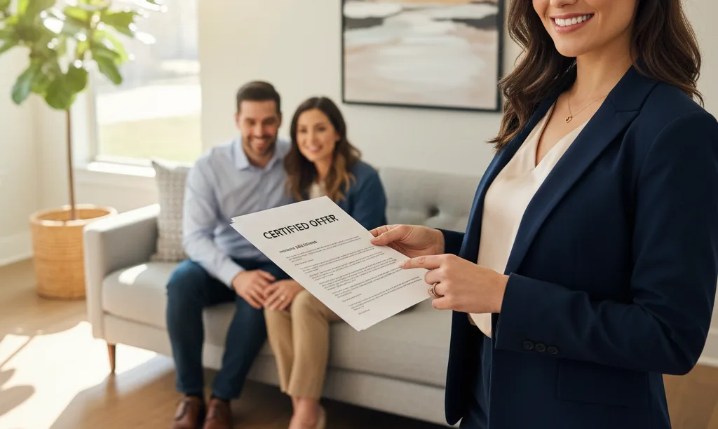 Agent presenting an iQRATE Mortgages Certified Offer.