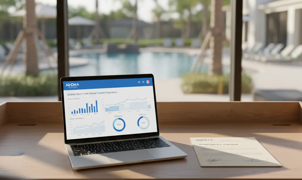 Laptop showing rental data for DSCR loan.