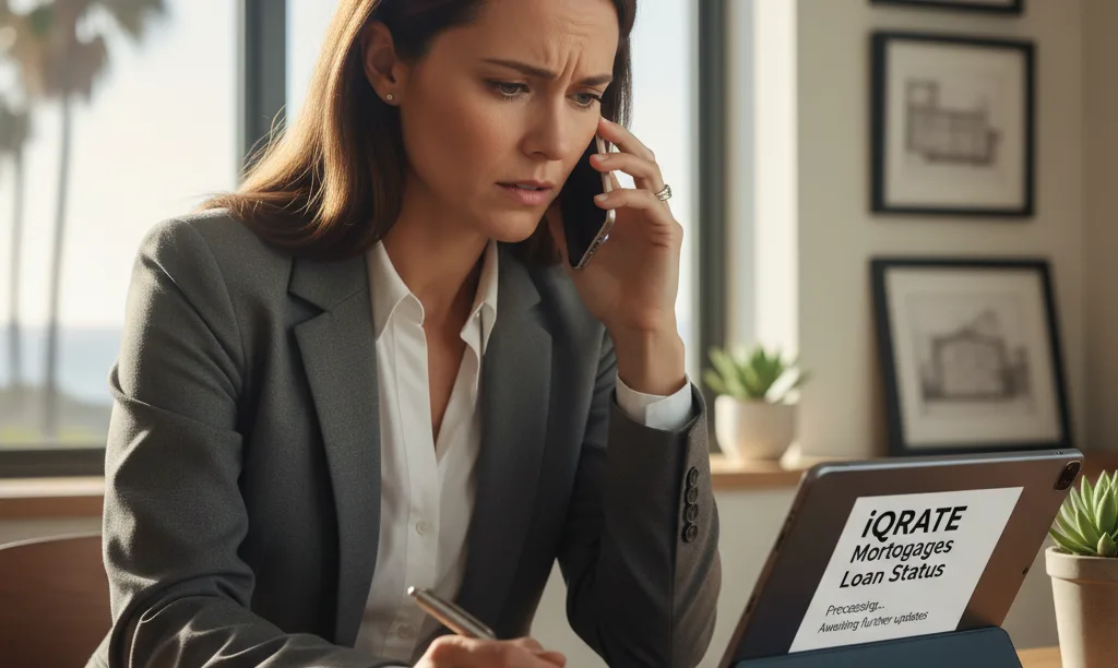 Stressed real estate agent on phone call