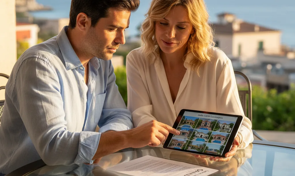 Couple reviewing iQRATE Mortgages jumbo loan options.