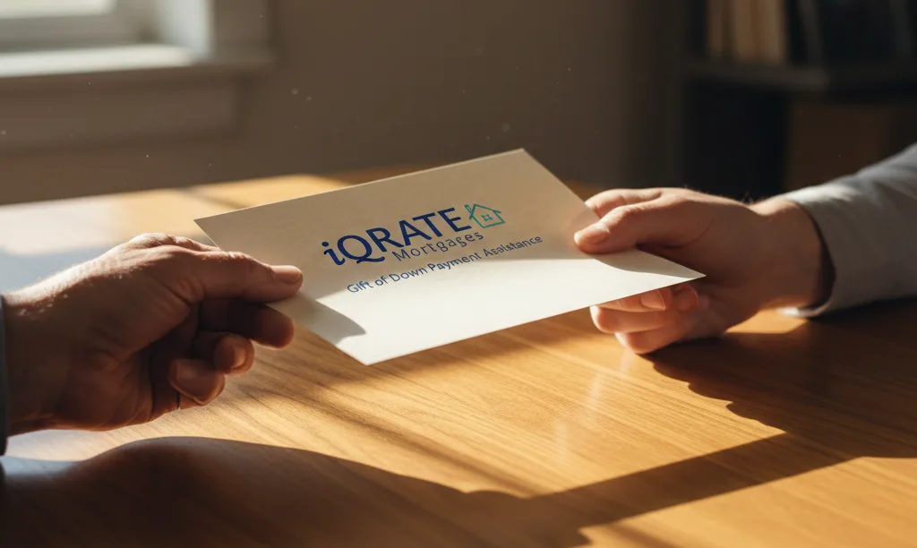 Hands exchanging a mortgage gift fund letter.