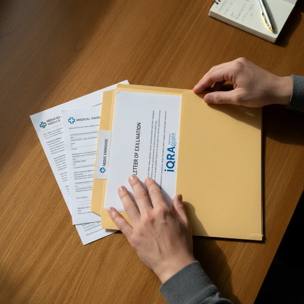 Person reviewing financial documents for an FHA loan application.