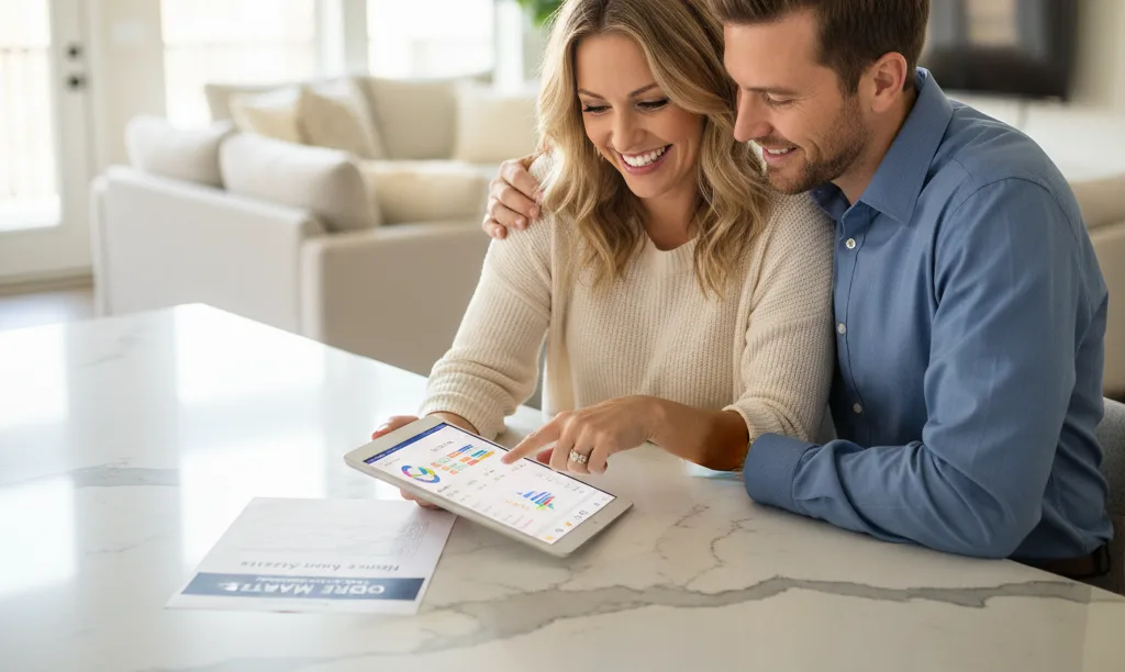 A couple reviewing their mortgage reserve assets.
