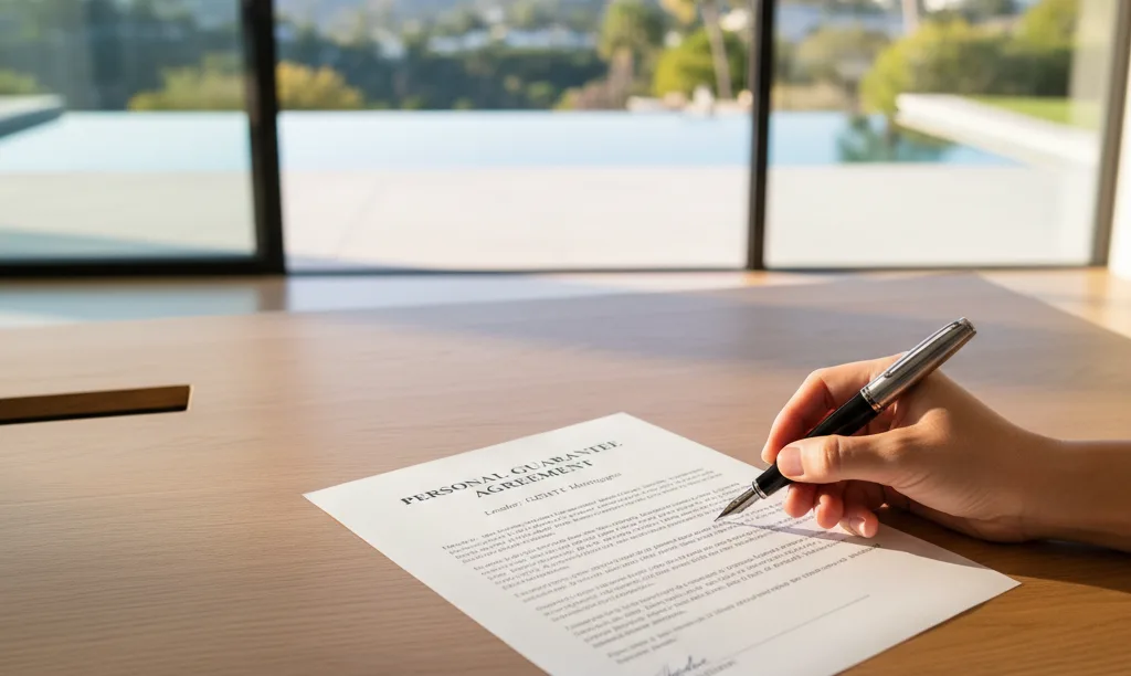 A person reviewing a personal guarantee from iQRATE Mortgages.