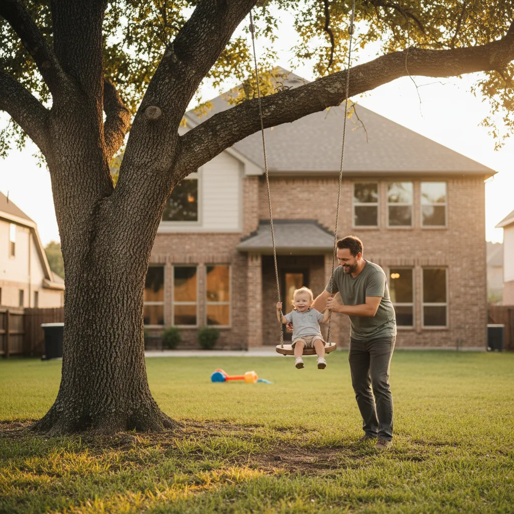 Residential street with homes in Texas