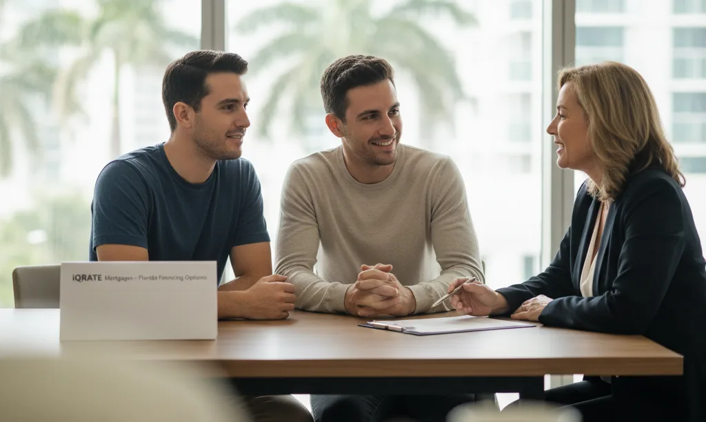 Couple reviewing Florida financing options with iQRATE Mortgages.