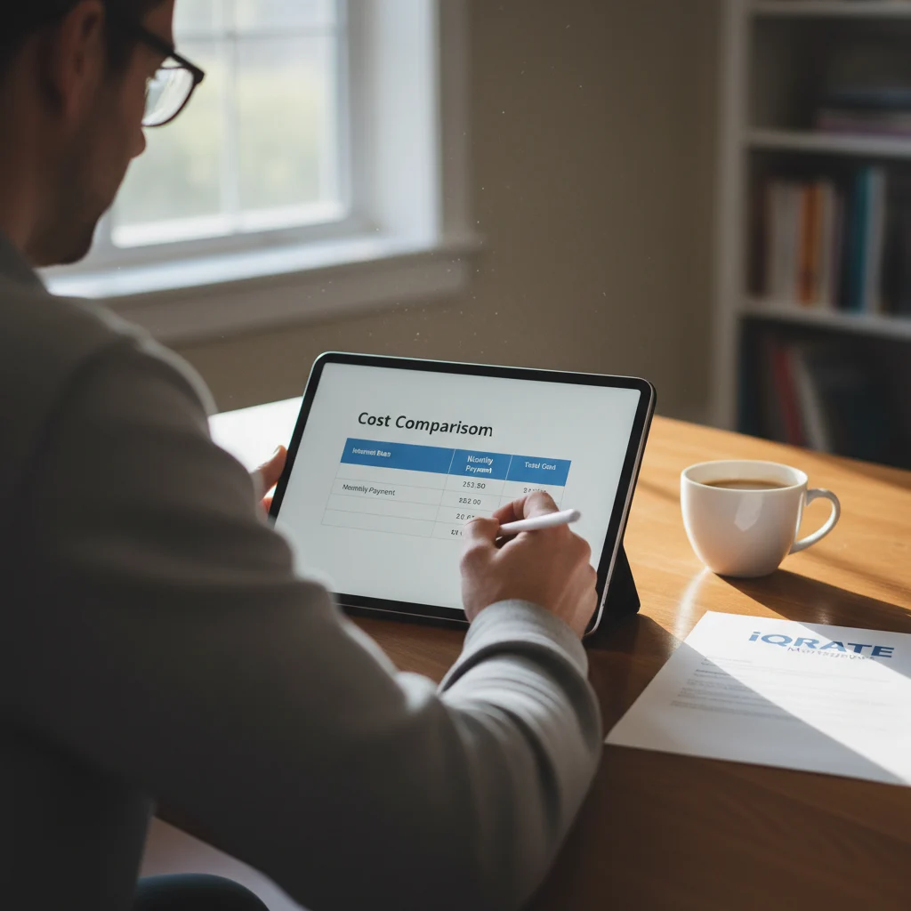 A person reviewing financial documents for a home loan