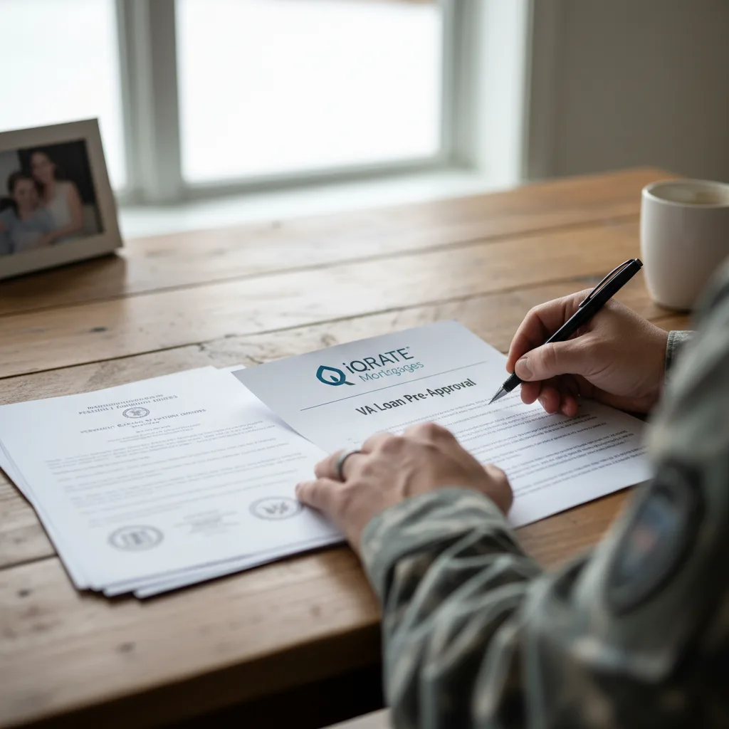 Signing a VA Power of Attorney document for a home purchase.