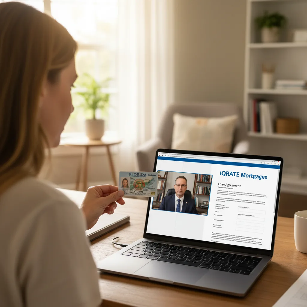 Service member reviewing refinance documents on a tablet.