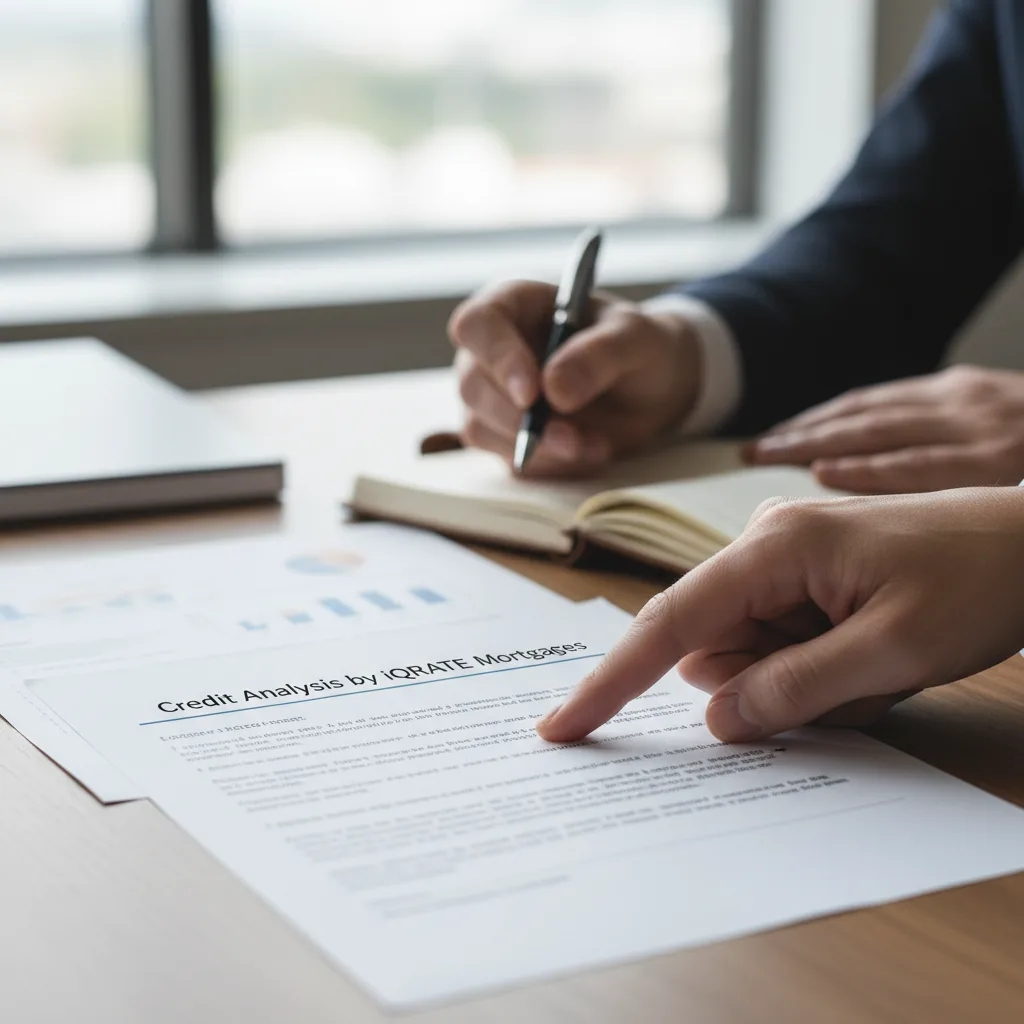 A person reviewing their credit report on a laptop.