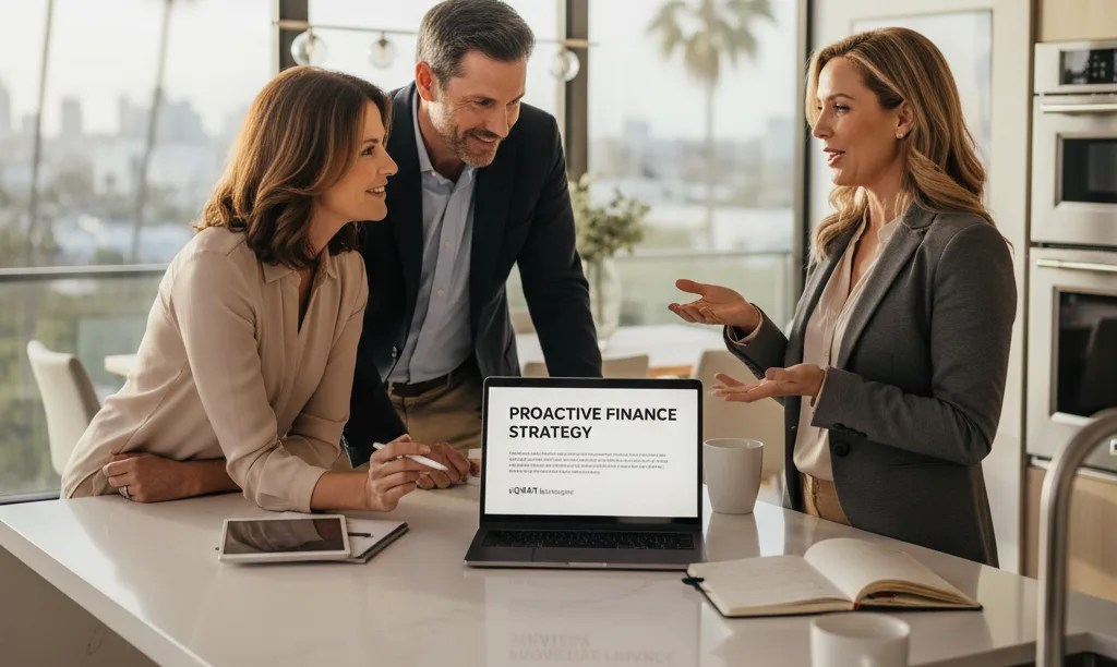 Realtor presenting iQRATE Mortgages strategy to homebuyers.