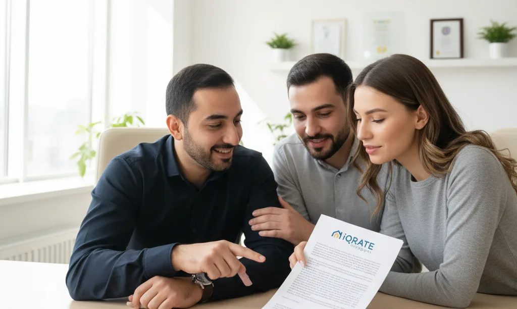 Advisor David Ghazaryan explaining mortgage details to couple.