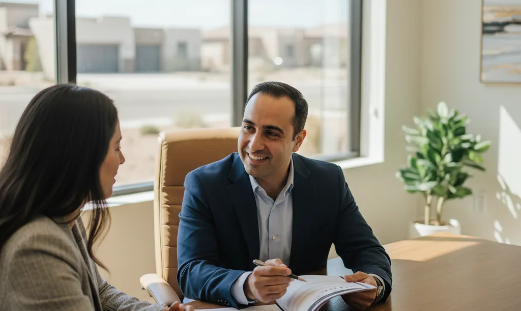 Loan officer discussing 1099 income with client.