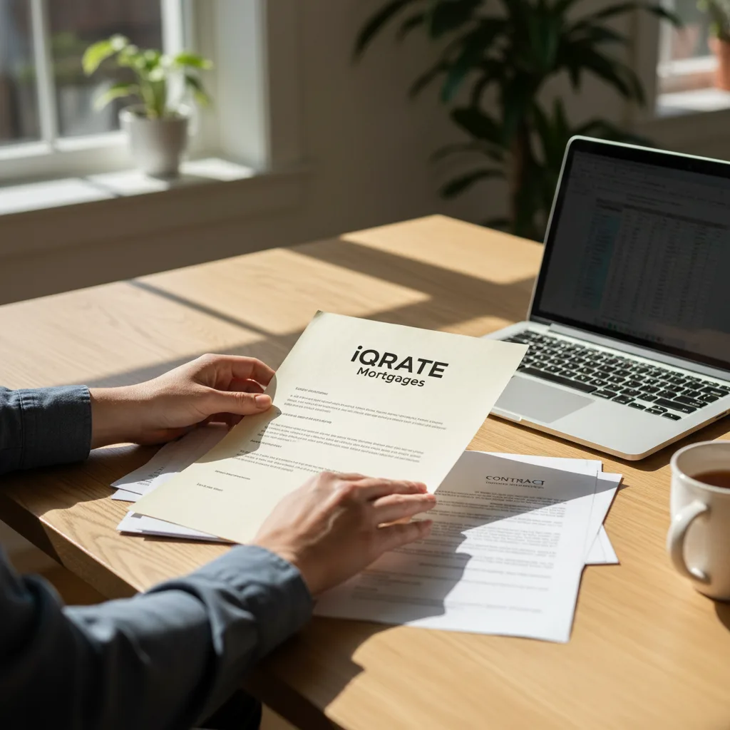 Person organizing financial documents for a mortgage application