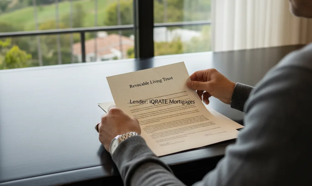 Person reviewing trust documents in a Beverly Hills office.