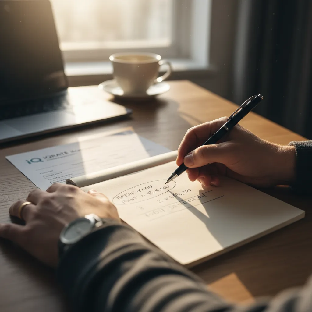 A person reviewing financial documents and mortgage papers.