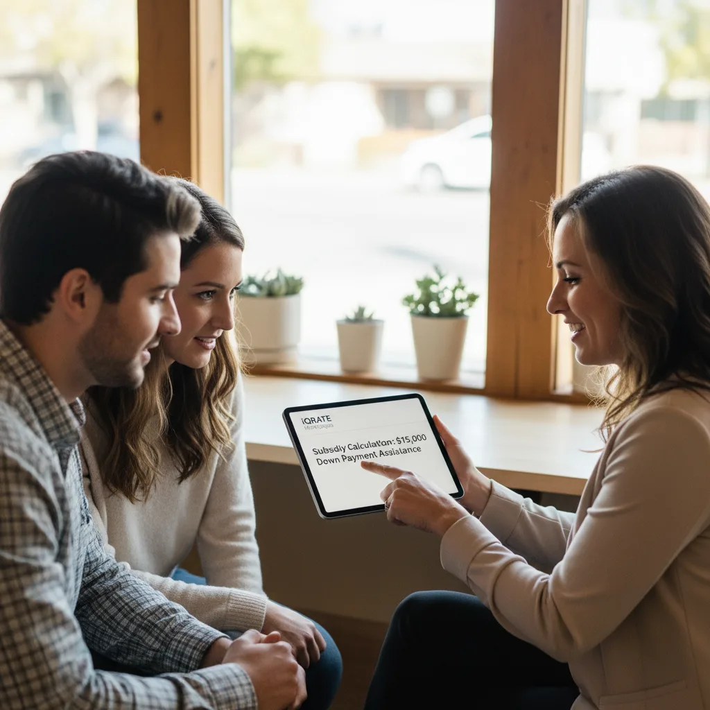 Family standing in front of their new home purchased with assistance.