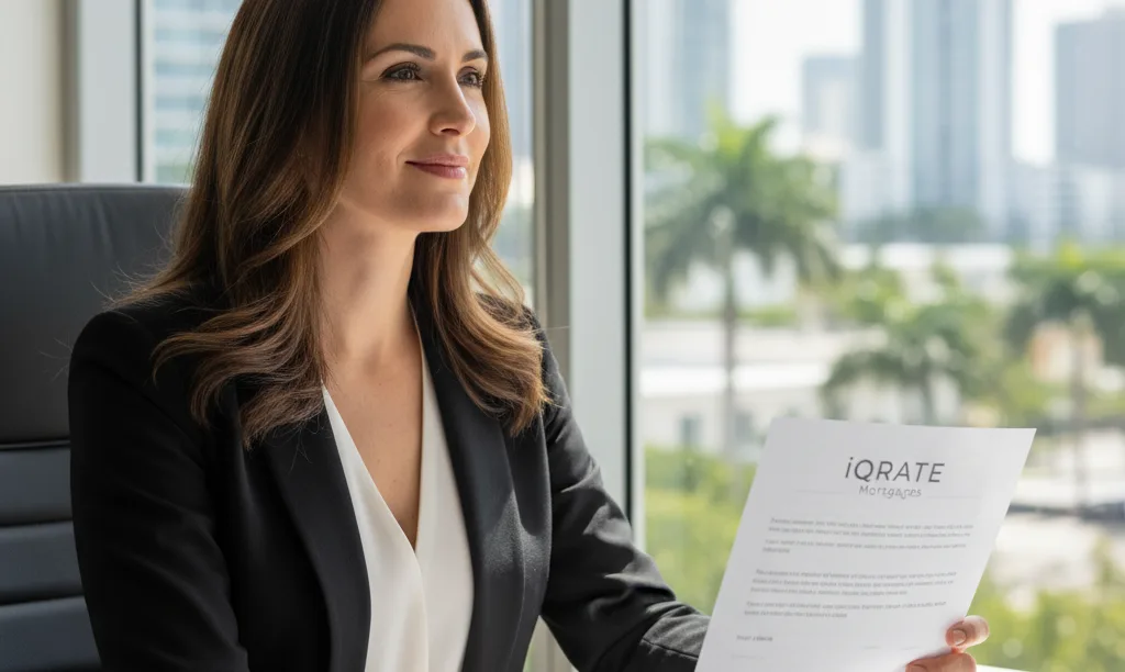 Confident Miami realtor feeling secure with iQRATE Mortgages.