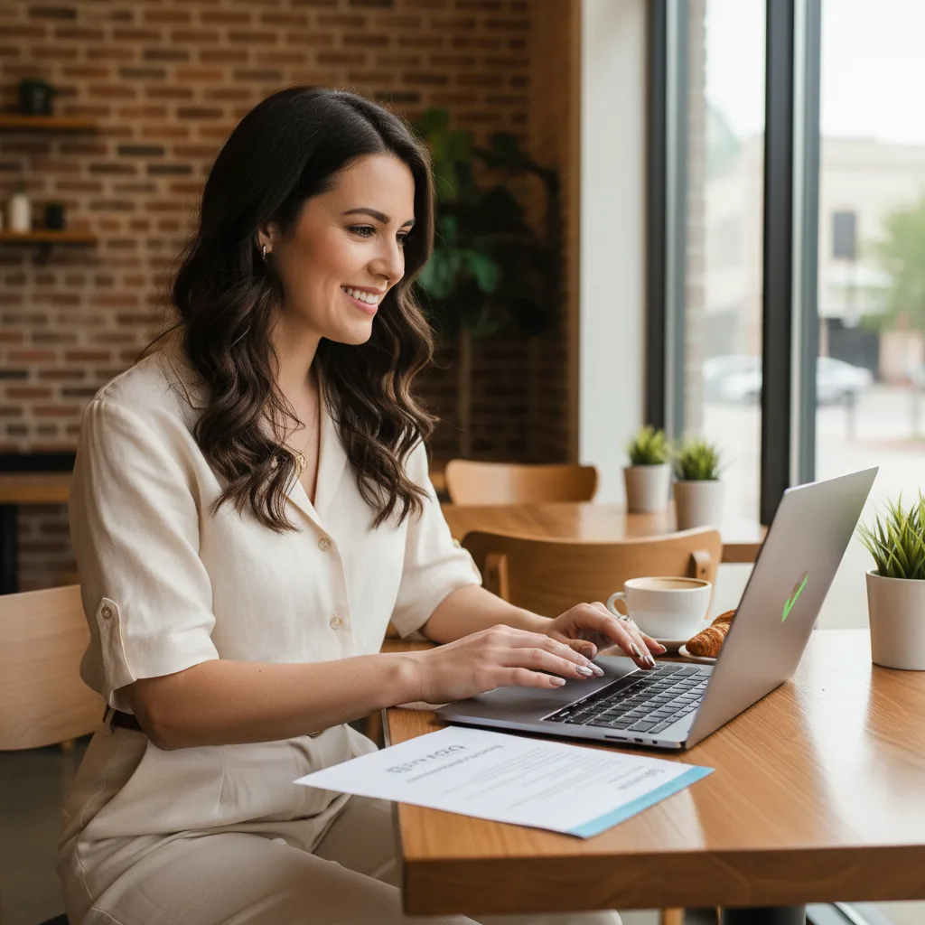 Self-employed professional in Dallas reviewing bank statements for a mortgage.