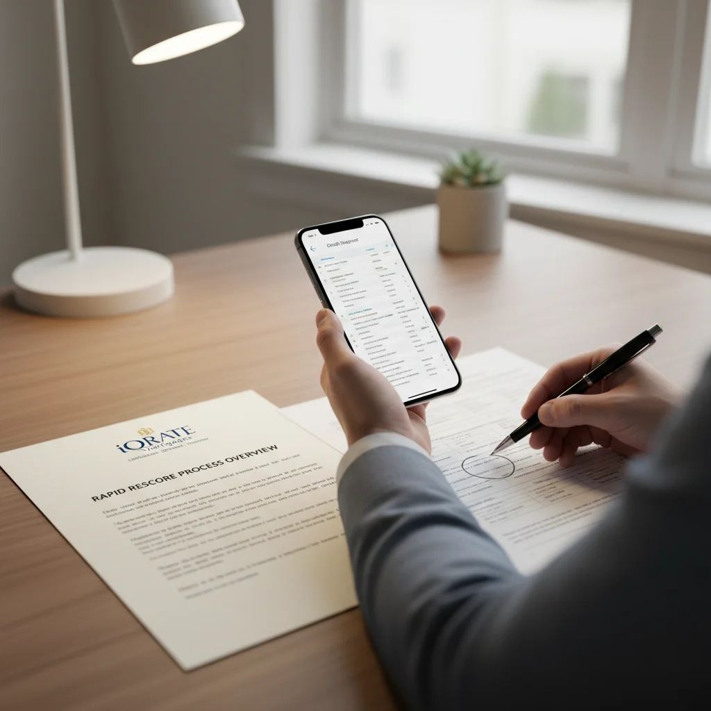 A graph showing a credit score increasing significantly.