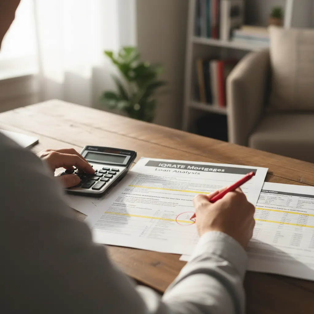 A person reviewing their credit score for a mortgage