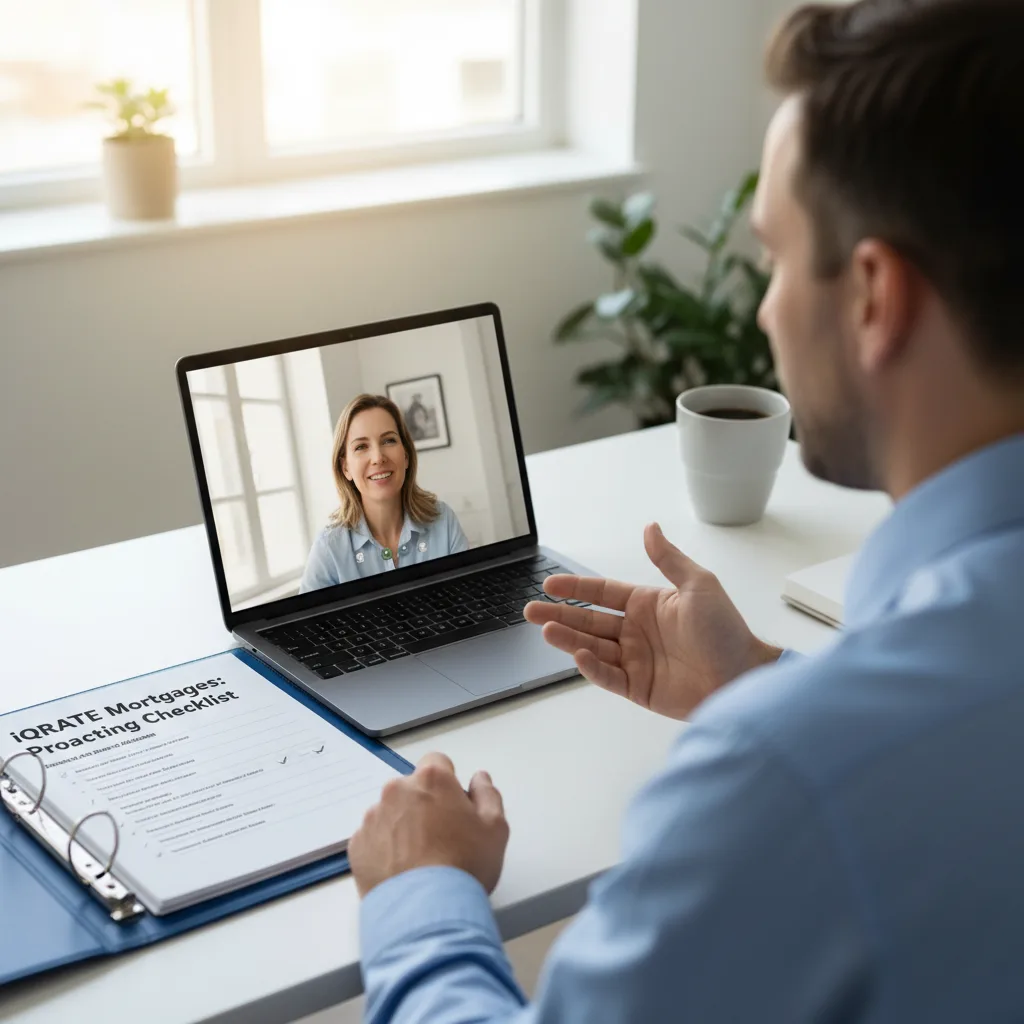 Mortgage partner and client discussing a proactive action plan.